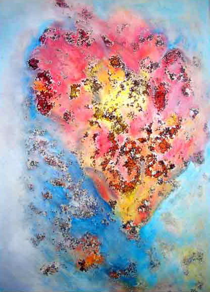 Heart in space II 2007<br />Mixed media on cardboard | 70 x 100cm<br />Price: 1000,00€